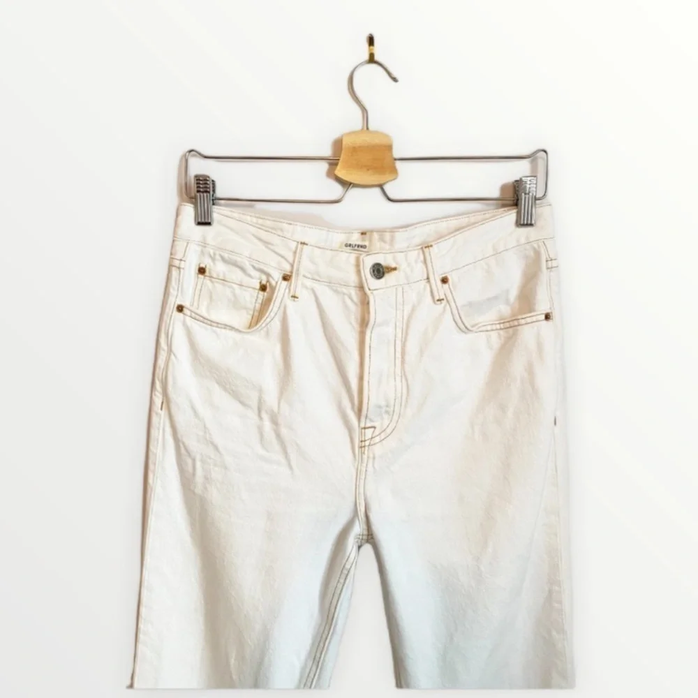 GRLFRND Revolve Helena Super High Rise Straight Leg Jeans Cream White 29